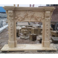 Home decoration beige stone marble fireplace surround